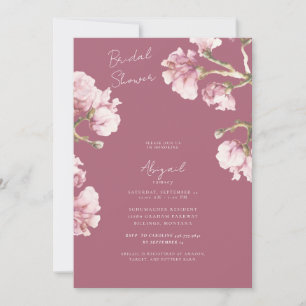 Dusty Rose Pink Magnolia Blossoms Bridal Shower Invitation