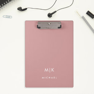 Dusty Rose Pink Modern Monogram Clipboard