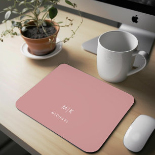 Dusty Rose Pink Modern Monogram Mouse Pad