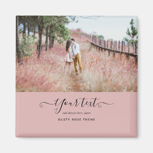 Dusty Rose Pink Newlyweds Wedding PHOTO Gift Magnet