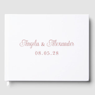 Dusty Rose Pink Pretty Curly Script Wedding Guest Book