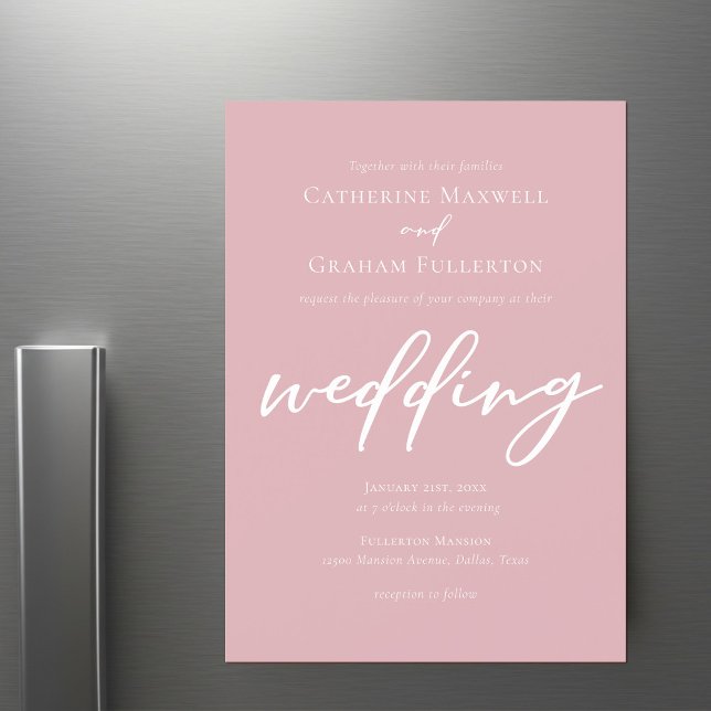 Dusty Rose Pink Romantic Wedding Magnetic Invitation (Creator Uploaded)