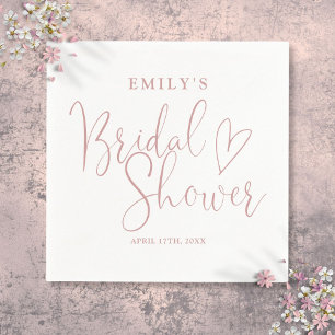 Dusty Rose Pink Script Calligraphy Bridal Shower Napkin