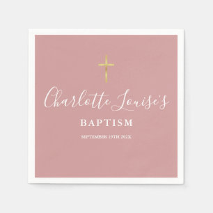 Dusty Rose Pink Signature Baptism Christening Napkin
