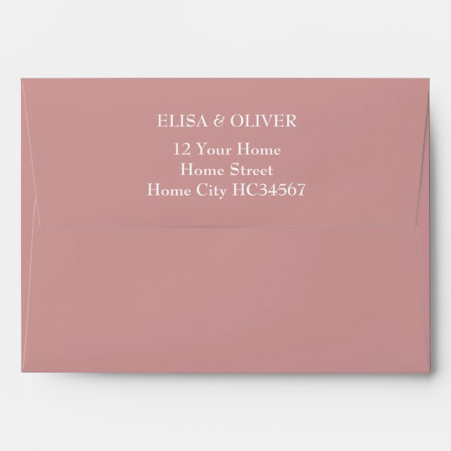 Dusty Rose Pink Simple Elegant  Return Address Envelope (Back (Top Flap))