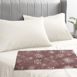 Dusty Rose Pink Snowflakes Elegant Winter Holiday Pillowcase