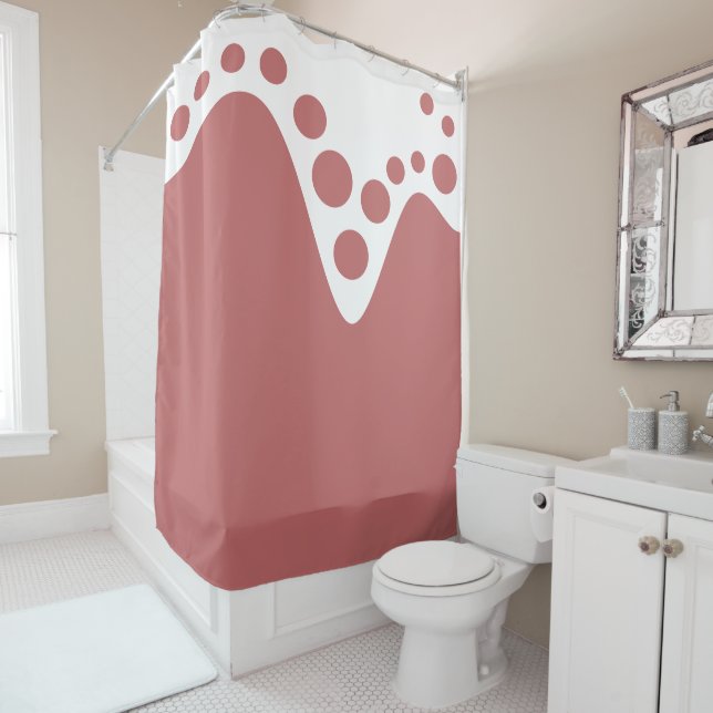 Dusty Rose Pink soft wave and bubbles Shower Curtain (In Situ)