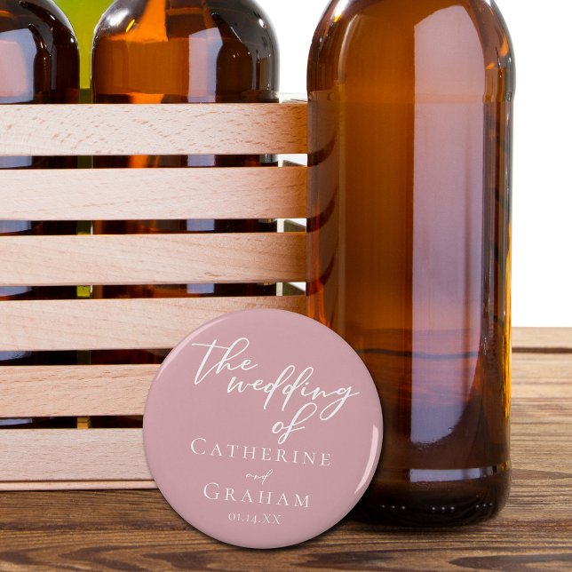 Dusty Rose Pink Typography Feminine Wedding Bottle Opener (Creator Uploaded)