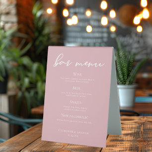 Dusty Rose Pink Typography Wedding Bar Menu