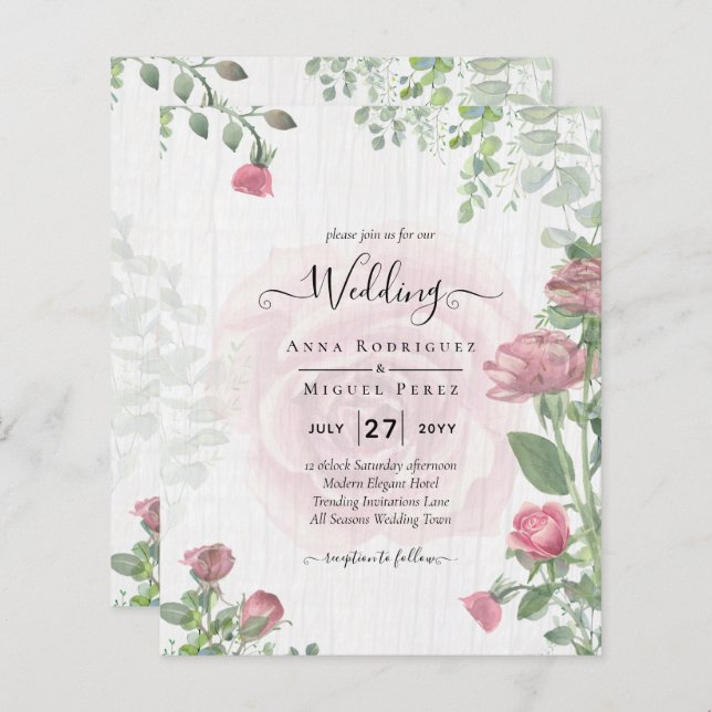 Dusty Rose Pink Wedding  (Front/Back)