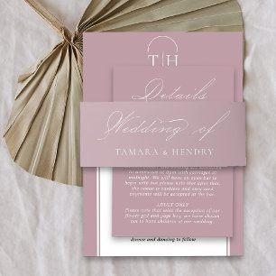 Dusty Rose Pink Wedding Elegant Calligraphy Invitation Belly Band