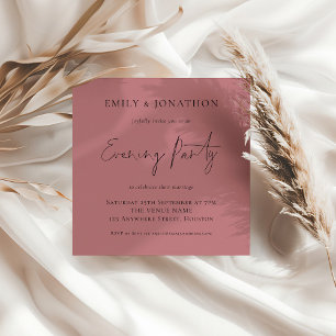 Dusty Rose Pink Wedding Evening Party Invite