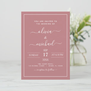 Dusty Rose Pink Wedding Modern Typography Invitati Invitation