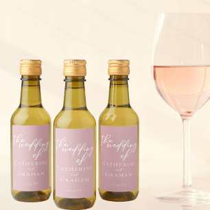 Dusty Rose Pink Wedding Personalised Mini Wine Label
