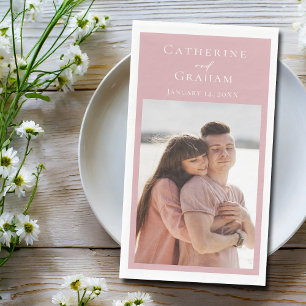 Dusty Rose Pink Wedding Personalised Photo Napkin