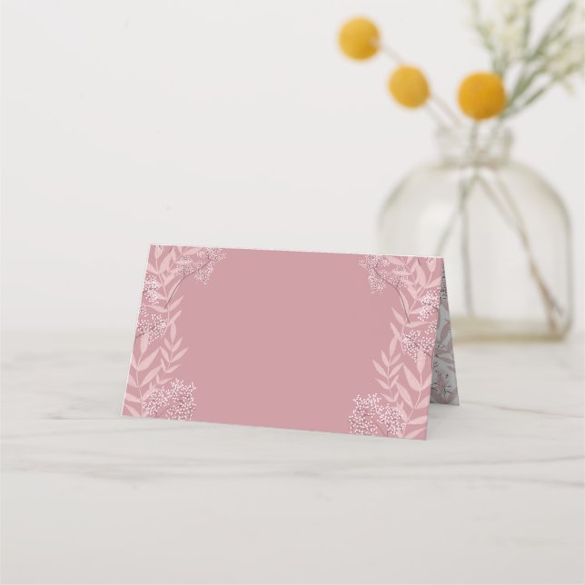 Dusty Rose Pink Wedding Vintage Botanical Place Card (Front)