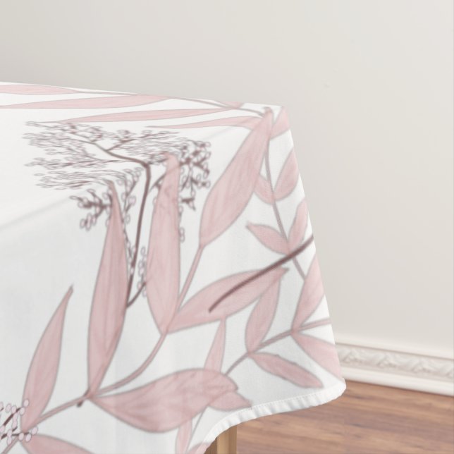 Dusty Rose Pink Wedding Vintage Botanical Tablecloth (In Situ)