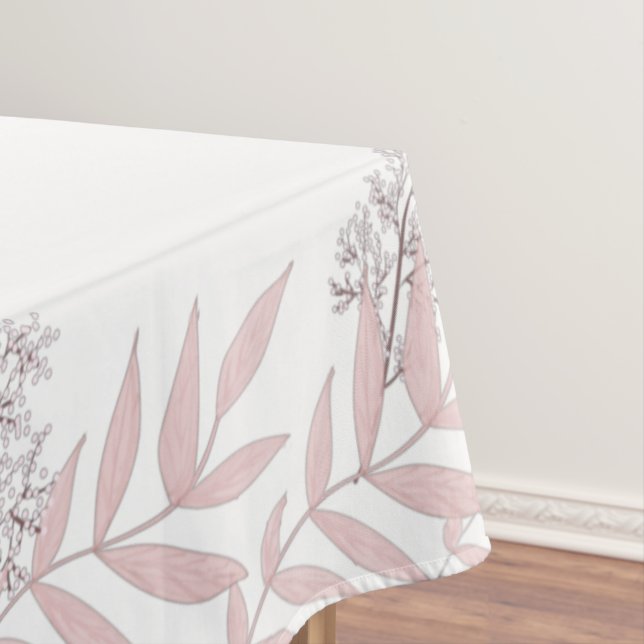 Dusty Rose Pink Wedding Vintage Botanical Tablecloth (In Situ)