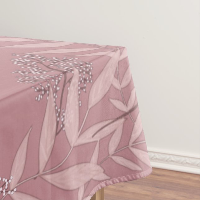 Dusty Rose Pink Wedding Vintage Botanical Tablecloth (In Situ)