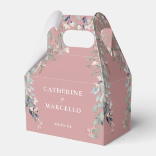 Dusty Rose Pink Wildflowers Floral Wedding Favour Box