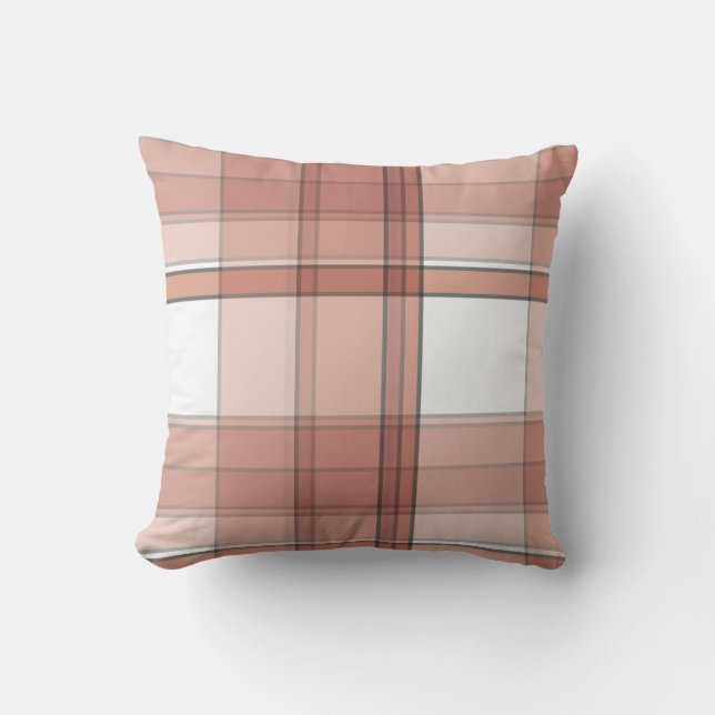 Dusty Rose Plaid Print Cushion (Front)