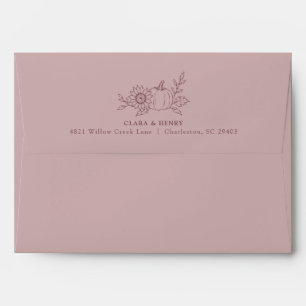 Dusty Rose Pumpkin Sunflower Wedding Invitation Envelope