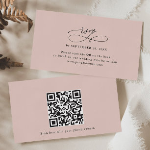 Dusty Rose QR Code Website Wedding RSVP Cards