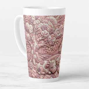 Dusty Rose Quaint Quilted Cows Patchwork Pastoral Latte Mug