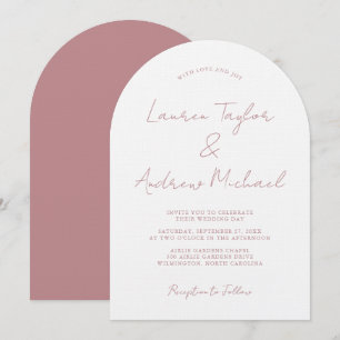 Dusty Rose Romantic Modern Arch Wedding Invitation