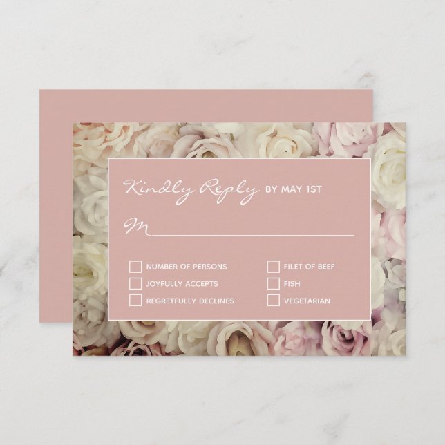 Dusty Rose  RSVP Cards on Rose Background (Front/Back)