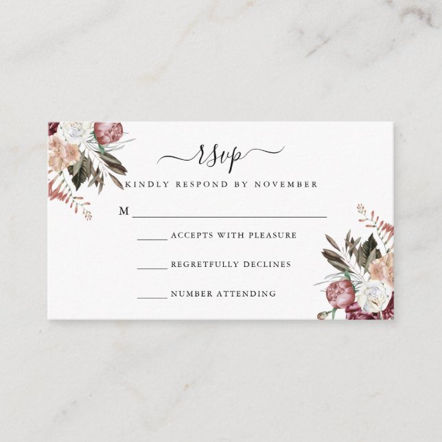 Dusty Rose RSVP Flyer Enclosure Card (Front)
