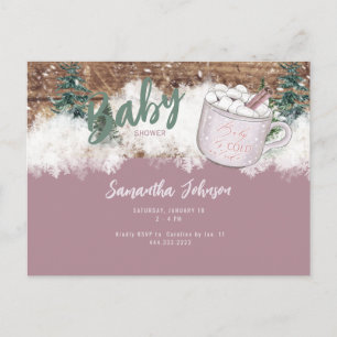 Dusty Rose Rustic Baby It's Cold Shower Postcard