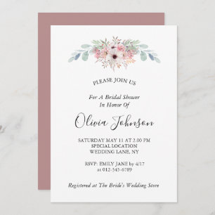 Dusty Rose Rustic Eucalyptus Bridal Shower Invitation