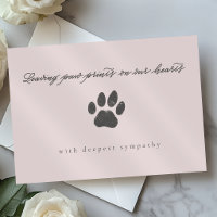 Dusty Rose Rustic Gray Paw Print Cat Loss Sympathy