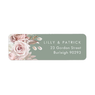 Dusty Rose & Sage, Blush Wedding Return Address Label