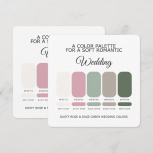 Dusty Rose Sage Green Wedding Colour Palette Card