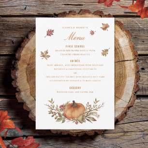Dusty Rose Sage Rust Pumpkin Fall Leaves Menu