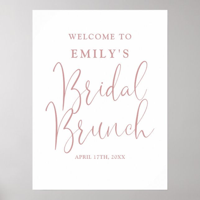 Dusty Rose Script Bridal Brunch Welcome Sign (Front)