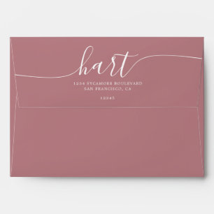 Dusty Rose Script Return Address Envelope