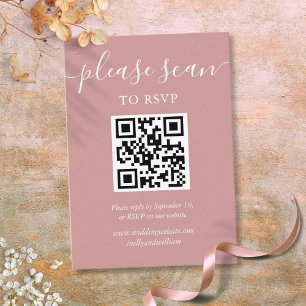 Dusty Rose Script RSVP QR Code Enclosure Card