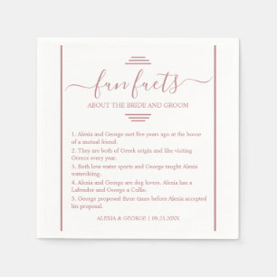 Dusty rose script typography Fun Facts wedding Napkin