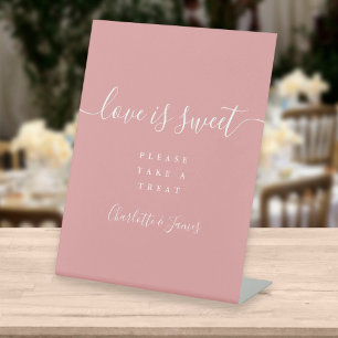 Dusty Rose Signature Script Love Is Sweet Favour Pedestal Sign