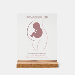 dusty rose silhouette of a mother and baby acrylic sign