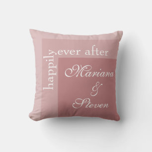 Dusty Rose Simple Modern Chic Script Wedding Cushion