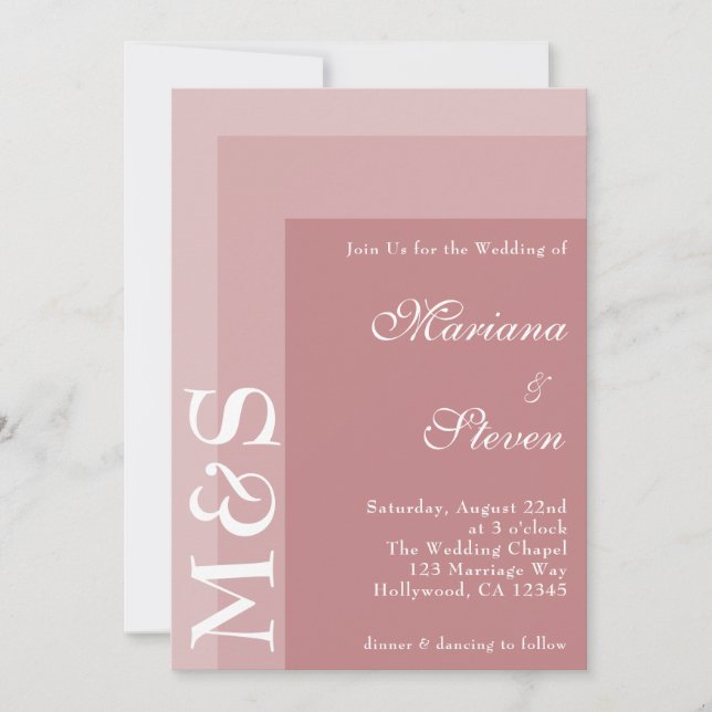 Dusty Rose Simple Modern Chic Script Wedding Invit Invitation (Front)