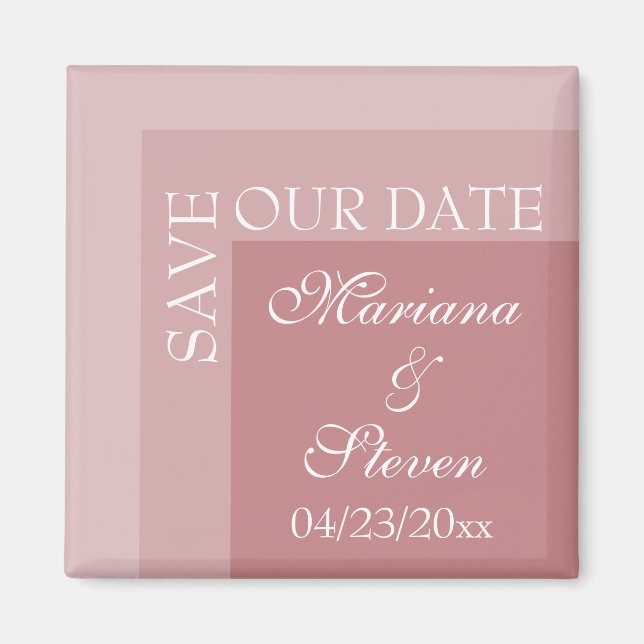 Dusty Rose Simple Modern Chic Script Wedding Magnet (Front)