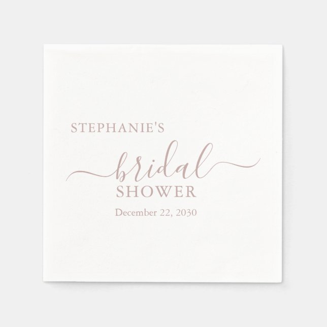 Dusty Rose Simple Script Bridal Shower Napkin (Front)