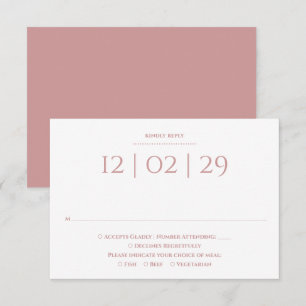 Dusty Rose Simple Special Date Wedding RSVP Card