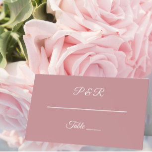 Dusty Rose Simple Stylised Script Wedding Place Card