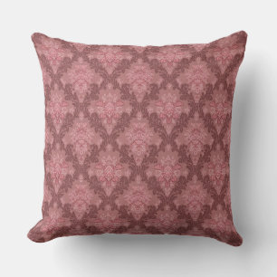 Dusty Rose Soft Pink Burgundy Elegant Damask Cushion